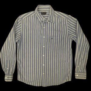 American Eagle Men's Blue Striped Shirt